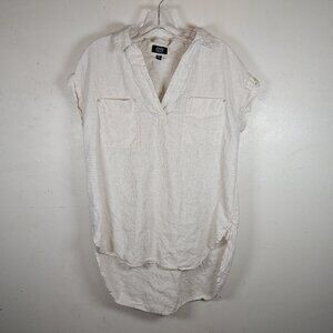 Jones New York Signature Blouse Women’s Sz M Cap Sleeved Linen
